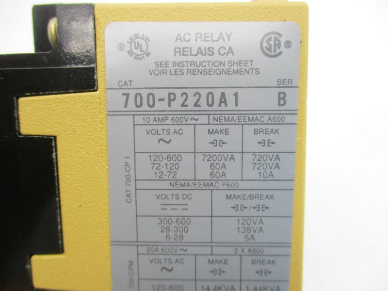 ALLEN BRADLEY 700-P220A1 SER. B 110/115-120V 60A NSNP