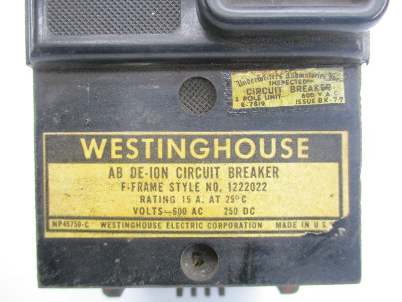 WESTINGHOUSE 1222022 600VAC 15A UNMP