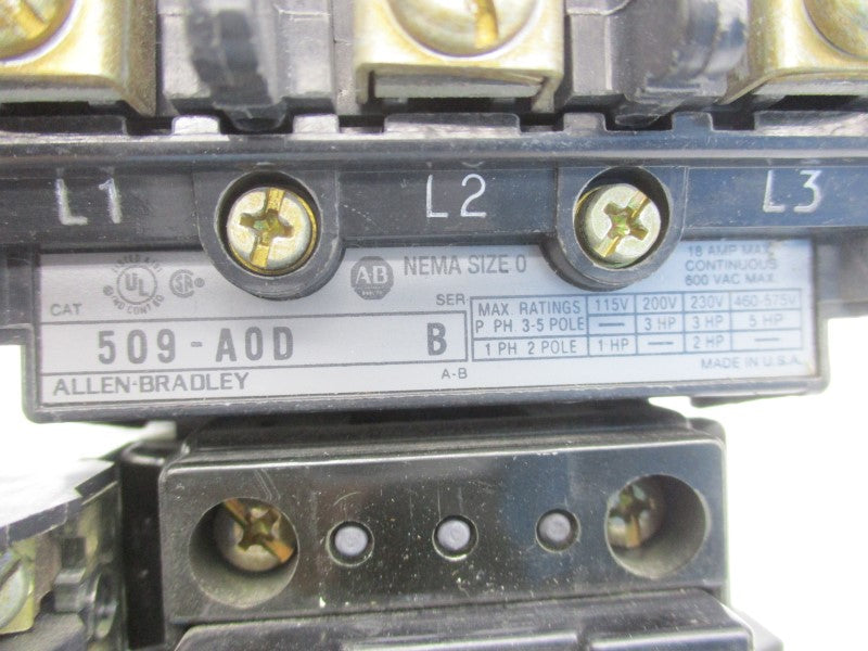 ALLEN BRADLEY 509-AOD SER. B 110/115-120V 18A (AS PICTURED3) UNMP