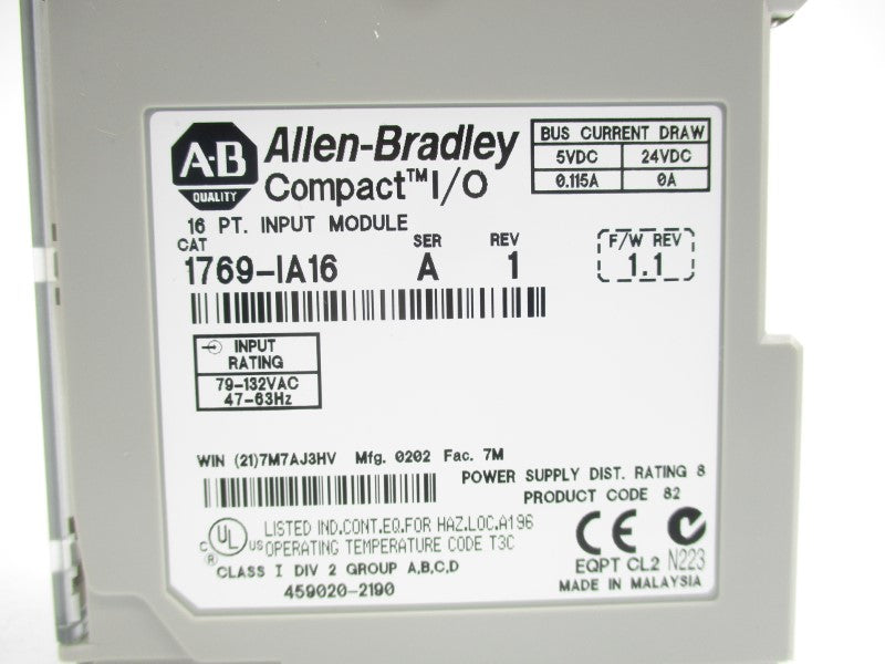 ALLEN BRADLEY 1769-IA16 SER. A F/W 1.1 24VDC NSMP