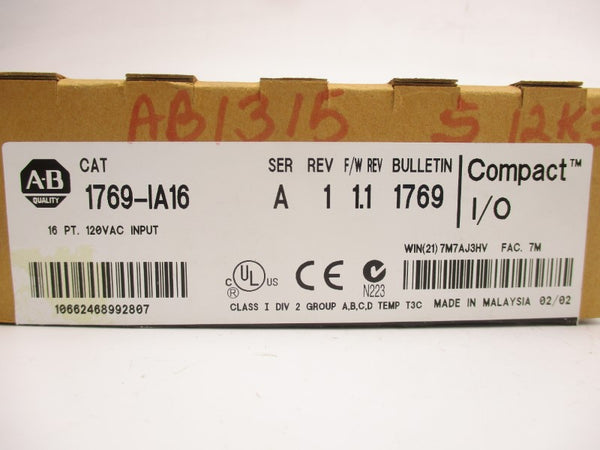 ALLEN BRADLEY 1769-IA16 SER. A F/W 1.1 24VDC NSMP