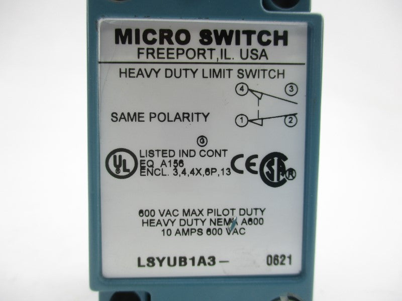 MICRO SWITCH LSYUB1A3 600VAC 10A NSNP