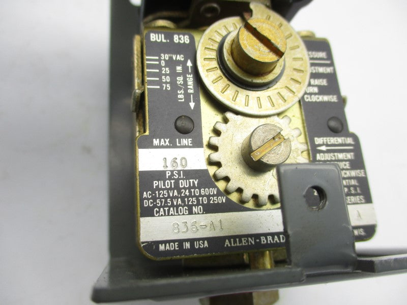 ALLEN BRADLEY 836-A1A SER. A 24-600VAC 160PSI (BR/YL) NSMP