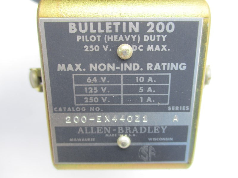 ALLEN BRADLEY 200-EX440Z1 SER. A 115-125VDC (BR/YL) NSMP