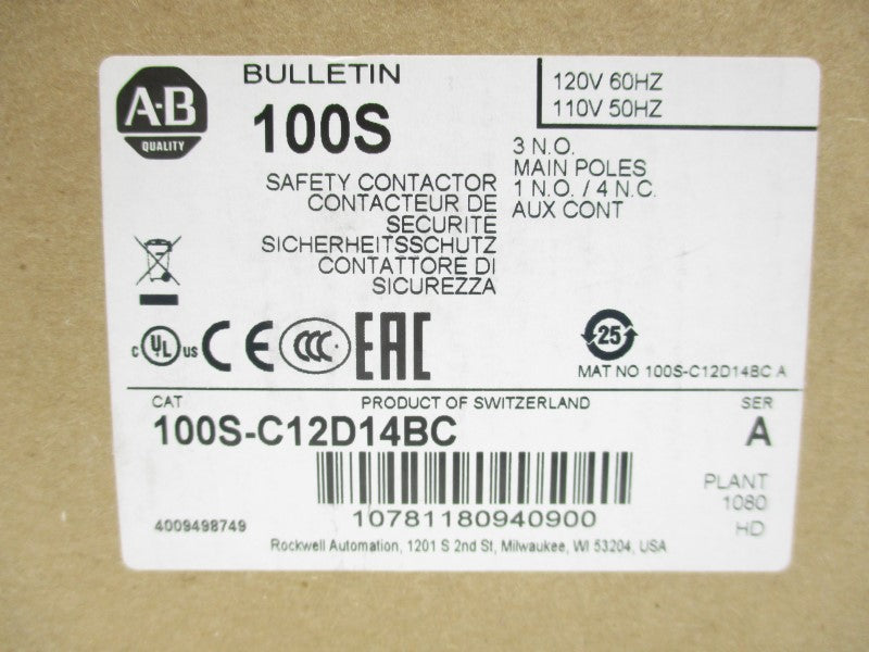 ALLEN BRADLEY 100S-C12D14BC SER. A 110/120V (BR/WH) NSMP