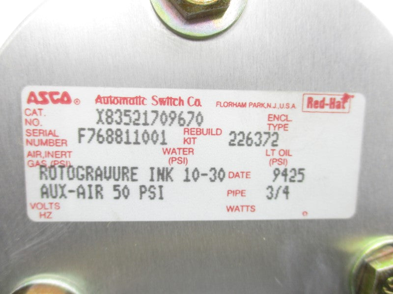 ASCO X83521709670 50PSI 3/4" (AS PICTURED) NSNP