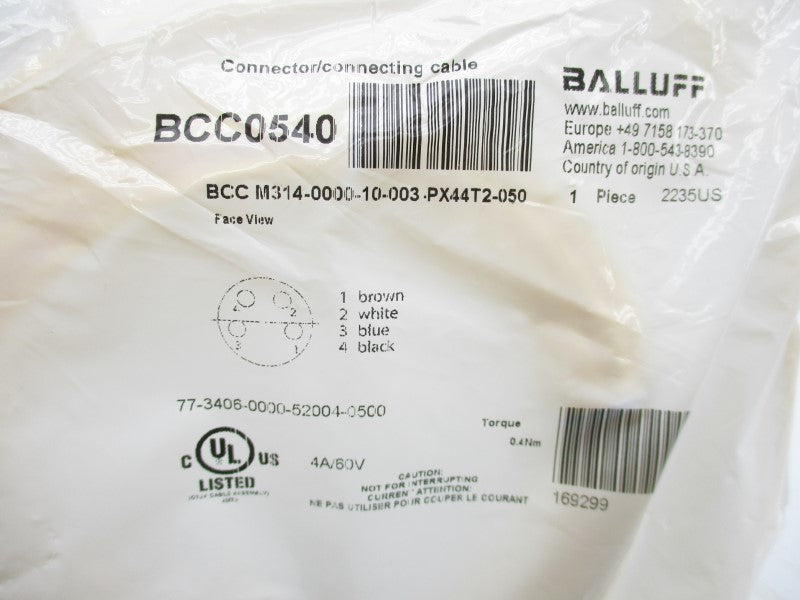 BALLUFF BCCM314-0000-10-003-PX44T2-050 BCC0540 60V 4A NSMP