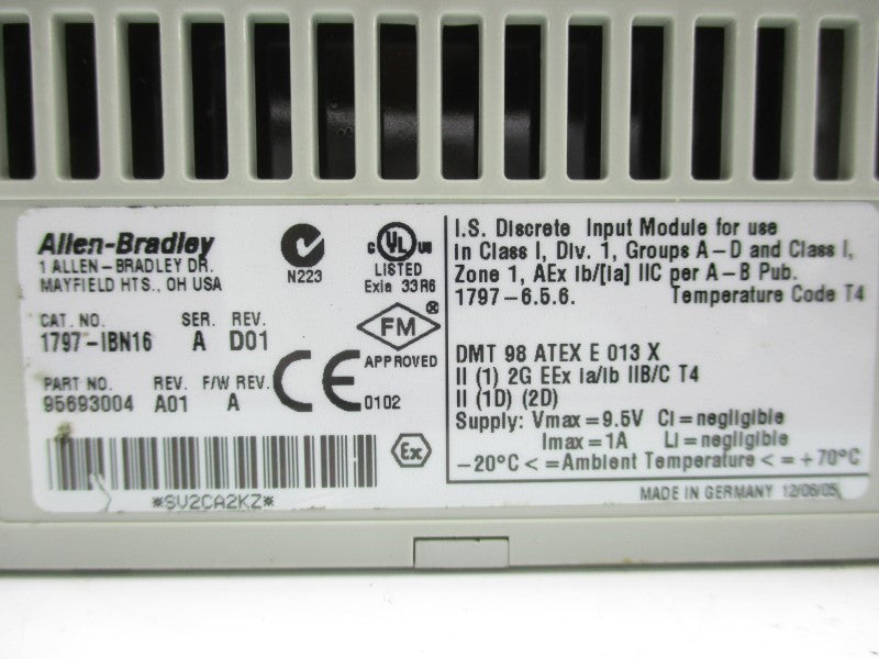 ALLEN BRADLEY 1797-IBN16 SER. A F/W A 9.5V 1A NSNP
