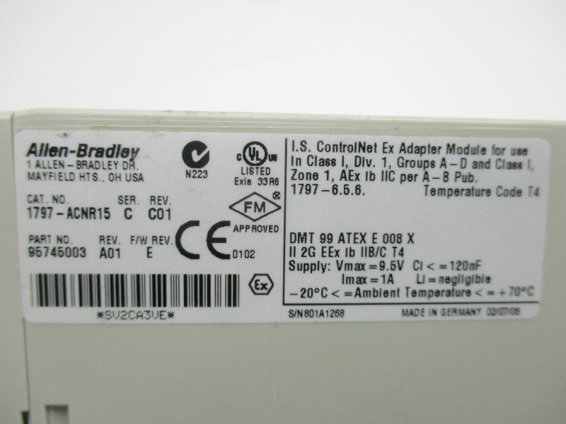 ALLEN BRADLEY 1797-ACNR15 SER. C F/W E 9.5V 1A NSNP