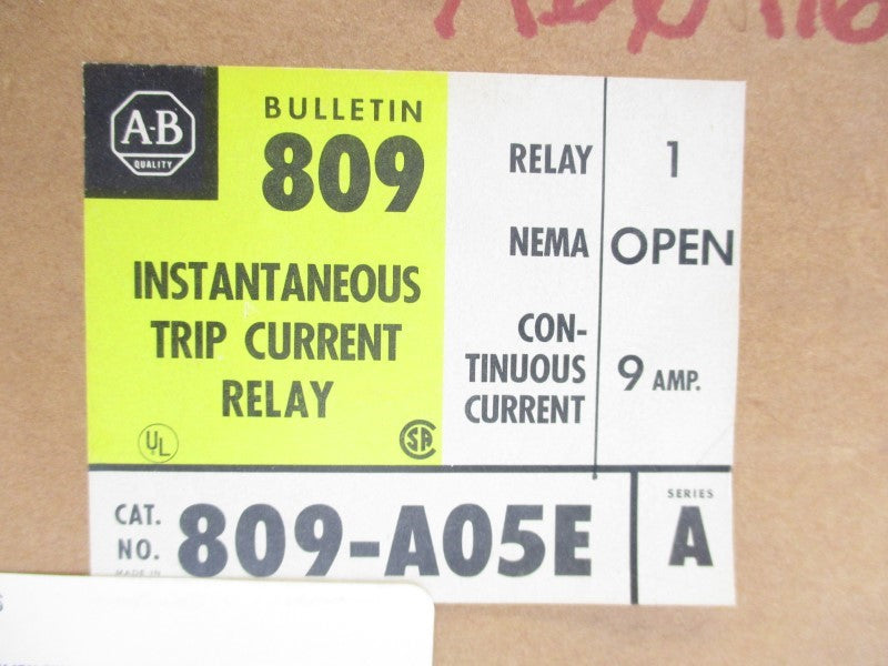 ALLEN BRADLEY 809-A05E SER. A 600V 9A (BR/YL) NSMP