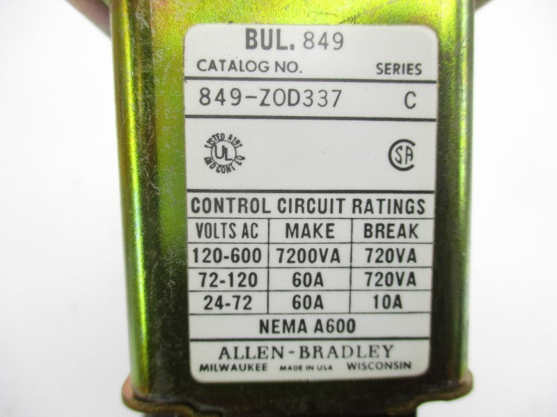 ALLEN BRADLEY 849-ZOD337 SER. C 110/120V 60A (BR/YL) NSMP