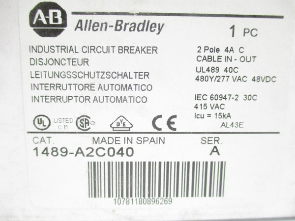 ALLEN BRADLEY 1489-A2C040 SER. A 277VAC 4A NSMP