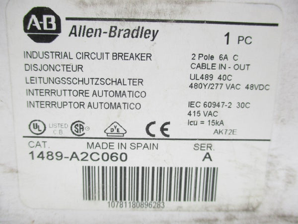 ALLEN BRADLEY 1489-A2C060 SER. A 277VAC 6A NSMP