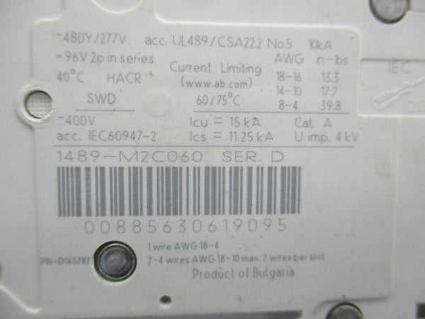 ALLEN BRADLEY 1489-M2C060 SER. D 277V 6A NSMP