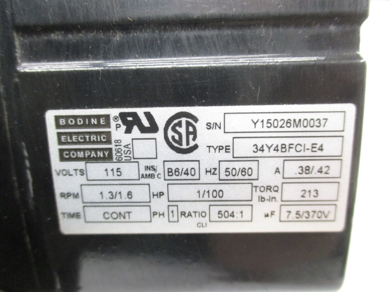 BODINE ELECTRIC 34Y4BFCI-E4 115V .38/.42A NSNP
