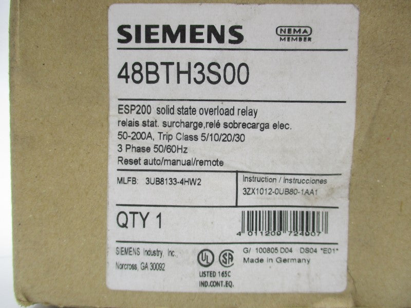 SIEMENS 48BTH3S00 50-200A NSMP