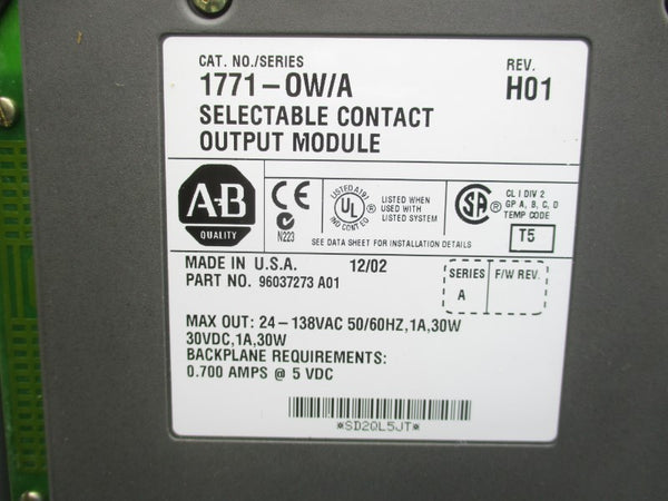ALLEN BRADLEY 1771-OW SER. A 24-138VAC NSMP