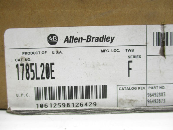 ALLEN BRADLEY 1785-L20E SER. F F/W A.2 5VDC 3.6A (NO KEY) NSMP