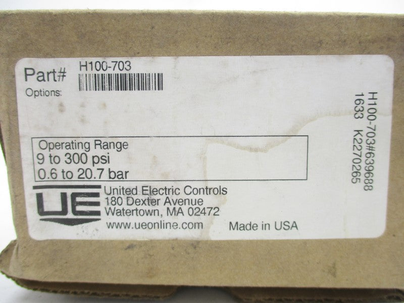 UNITED ELECTRIC H100-703 480VAC 15A 9-300PSI NSMP