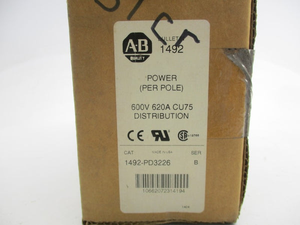 ALLEN BRADLEY 1492-PD3226 SER. B 600V 620A (BR/WH) NSFS