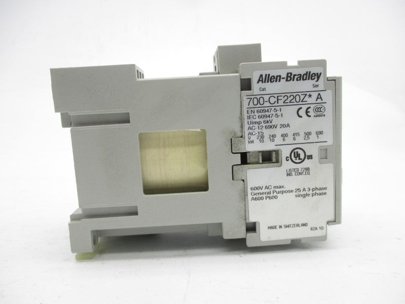ALLEN BRADLEY 700-CF220ZF SER. A 230VDC (BR/WH) NSMP