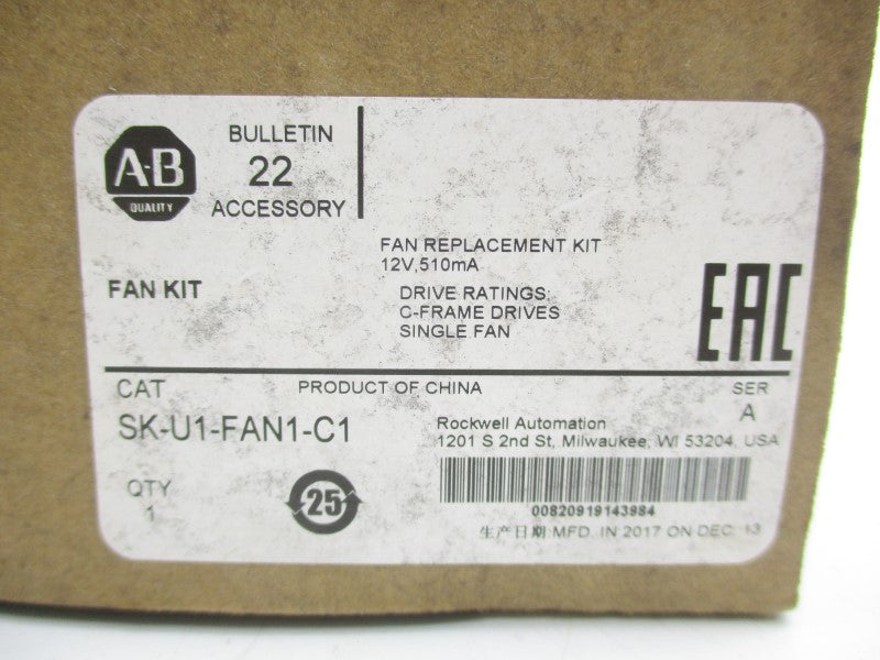 ALLEN BRADLEY SK-U1-FAN1-C1 SER. A 12VDC 0.51A NSMP