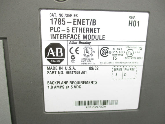 ALLEN BRADLEY 1785-ENET SER. B F/W C 5VDC 1.0A NSMP