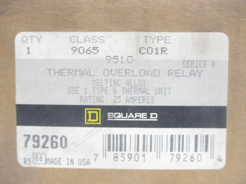 SQUARE D 9065CO-1R SER. A 600VAC/DC 25A NSMP