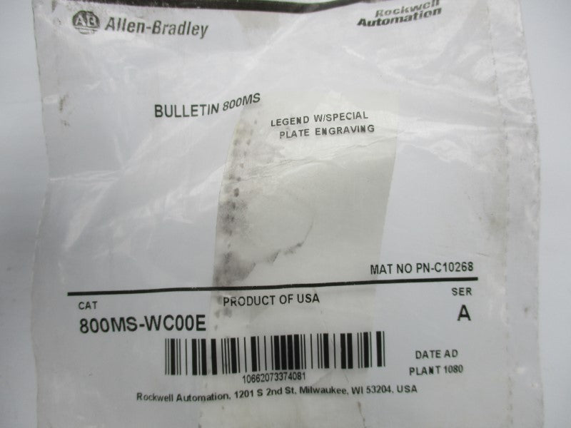 ALLEN BRADLEY 800MS-WC00E SER. A NSMP