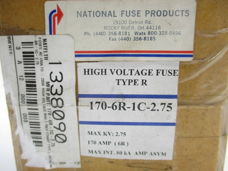 NATIONAL FUSE 170-6R-1C-2.75 2.75KV 170A NSMP