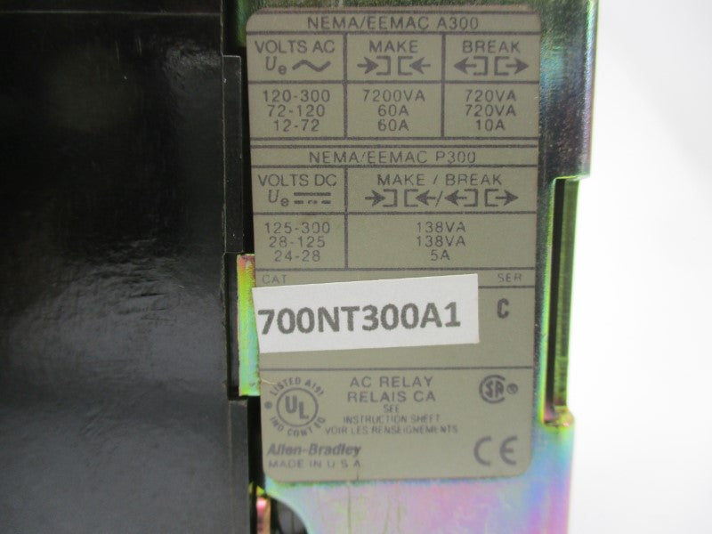 ALLEN BRADLEY 700NT300A1 SER. C 110/120V (BR/WH) NSMP
