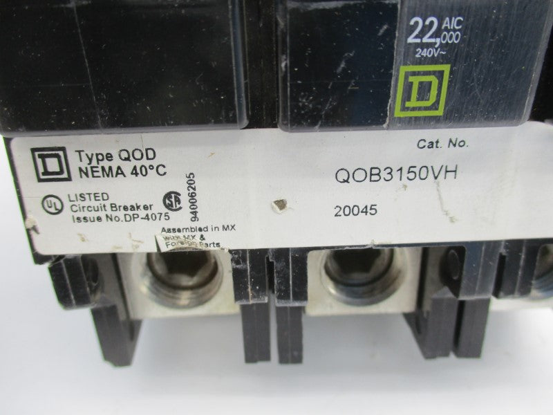 SQUARE D QOB3150VH 240V 150A UNMP