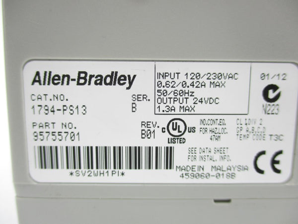 ALLEN BRADLEY 1794-PS13 SER. B 120/230VAC 0.62/0.42A NSNP