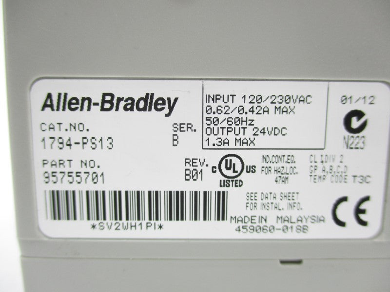 ALLEN BRADLEY 1794-PS13 SER. B 120/230VAC 0.62/0.42A NSNP