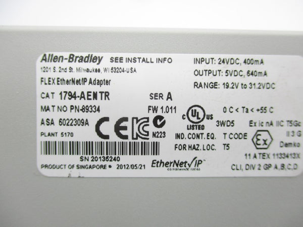ALLEN BRADLEY 1794-AENTR SER. A 24VDC NSNP
