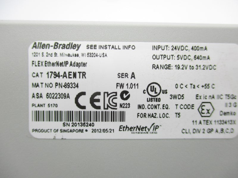 ALLEN BRADLEY 1794-AENTR SER. A 24VDC NSNP