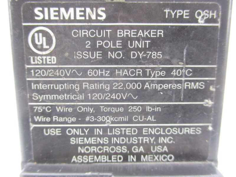 SIEMENS QS2125H 120/240V 125A UNMP