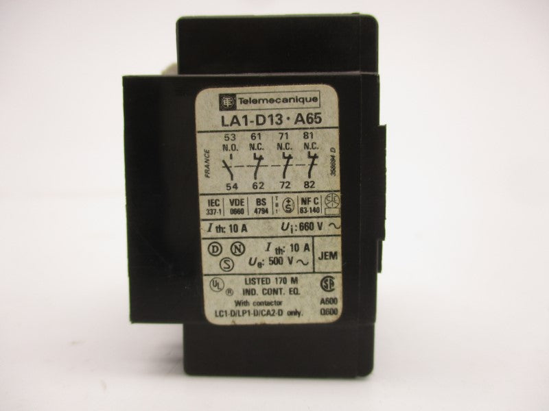 TELEMECANIQUE LA1-D13-A65 500V 10A UNMP