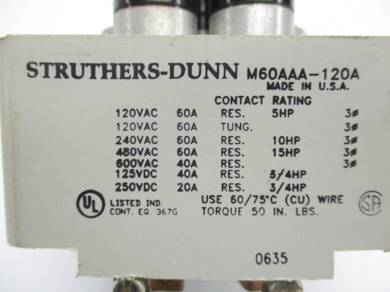 STRUTHERS DUNN  M60AAA-120A 120VAC 60A UNMP