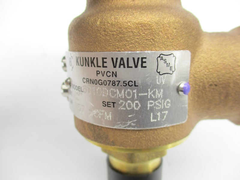 KUNKLE VALVE 6010DCM01-KM-0200 200PSI 1/2" NSMP