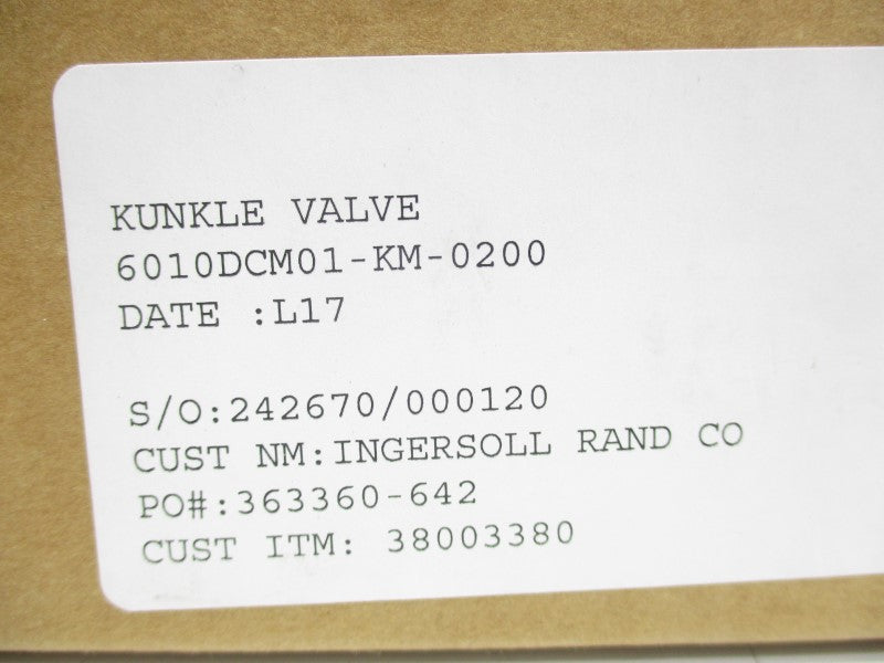 KUNKLE VALVE 6010DCM01-KM-0200 200PSI 1/2" NSMP