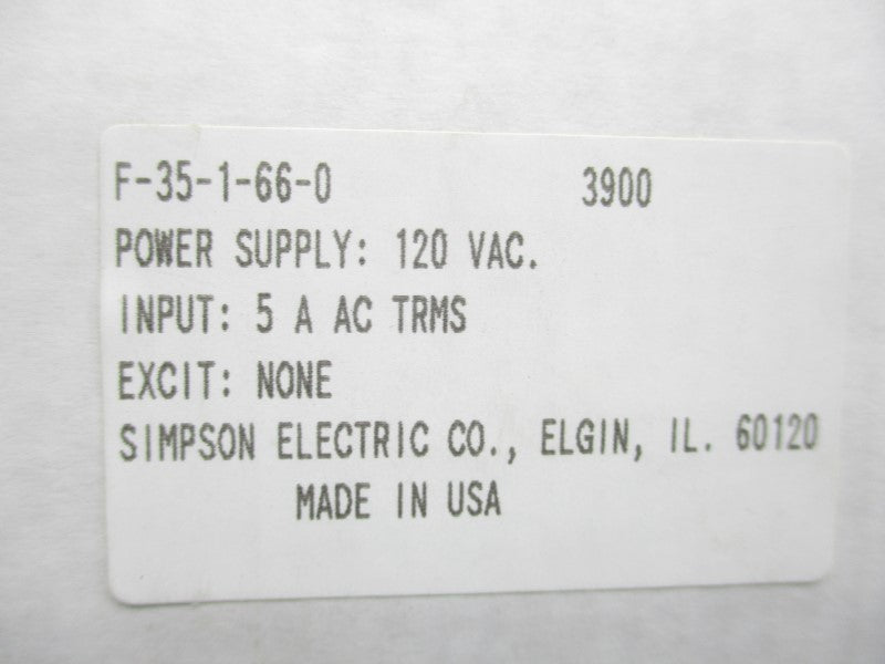 SIMPSON ELECTRIC F-35-1-66-0 120VAC NSMP