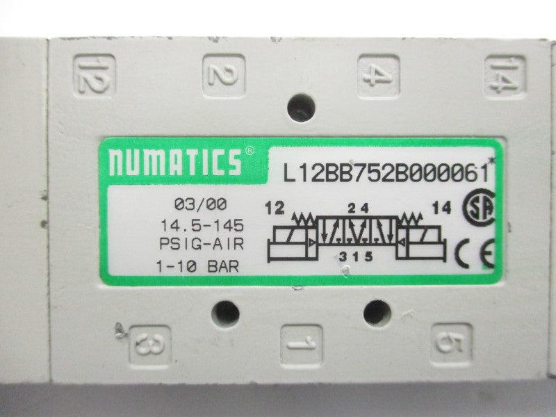 NUMATICS L12BB752B000061 24VDC .15A 14.5-145PSI UNMP