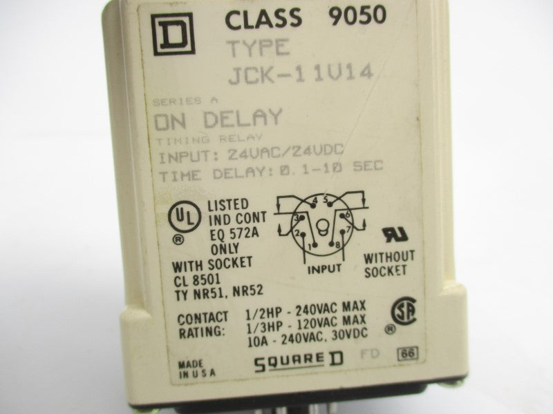 SQUARE D 9050JCK-11V14 SER. A 24VAC/DC 10A 0.1-10S NSNP