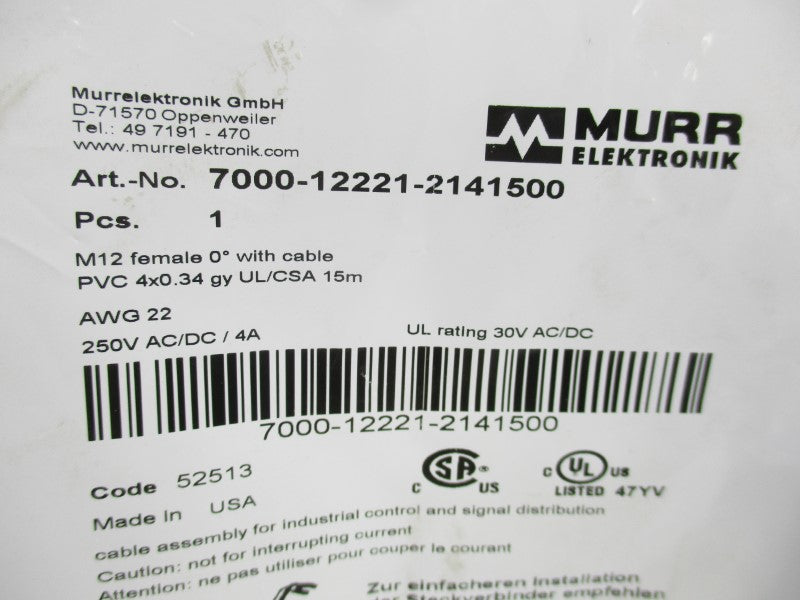 MURR ELEKTRONIK 7000-12221-2141500 250VAC/DC 4A NSMP