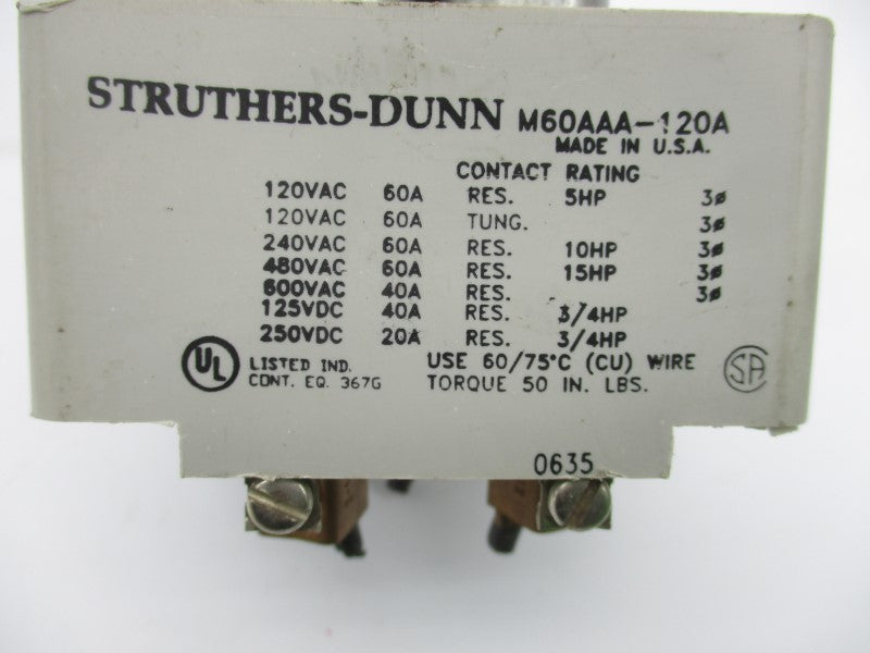 STRUTHERS DUNN M60AAA-120A 120VAC 60A NSNP