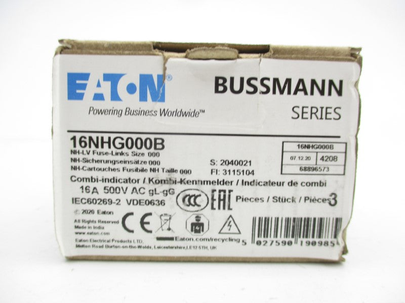 EATON 16NHG000B 500VAC 16A (PKG OF 3) NSMP