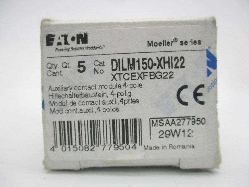 EATON DILM150-XHI22 XTCEXFBG22 600VAC 15A (PKG OF 5) NSMP