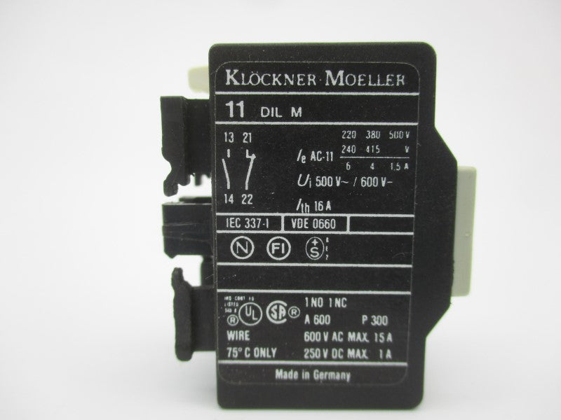 KLOCKNER MOELLER 11DILM 600VAC 15A UNMP