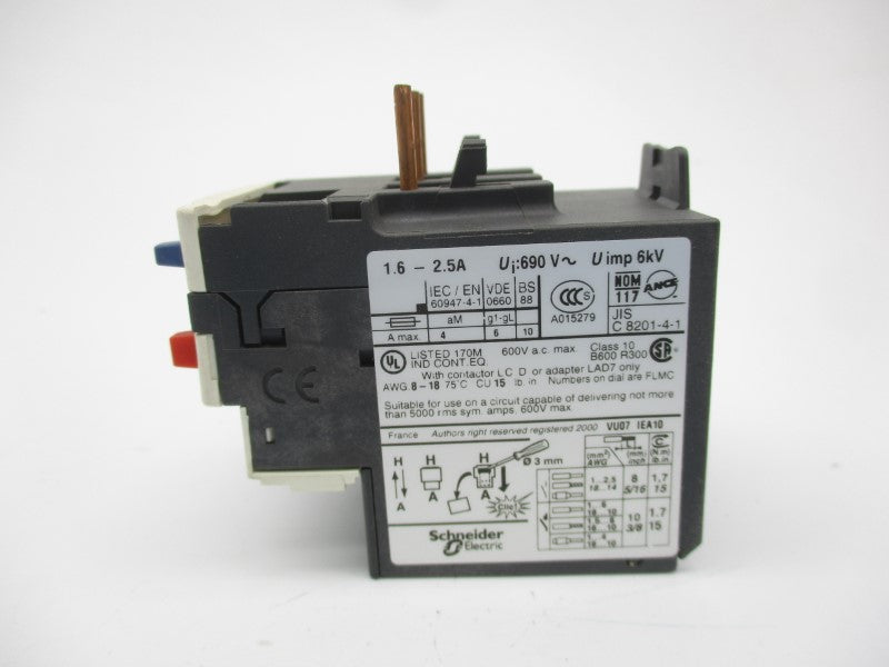 TELEMECANIQUE LRD07 600VAC 1.6-2.5A NSMP